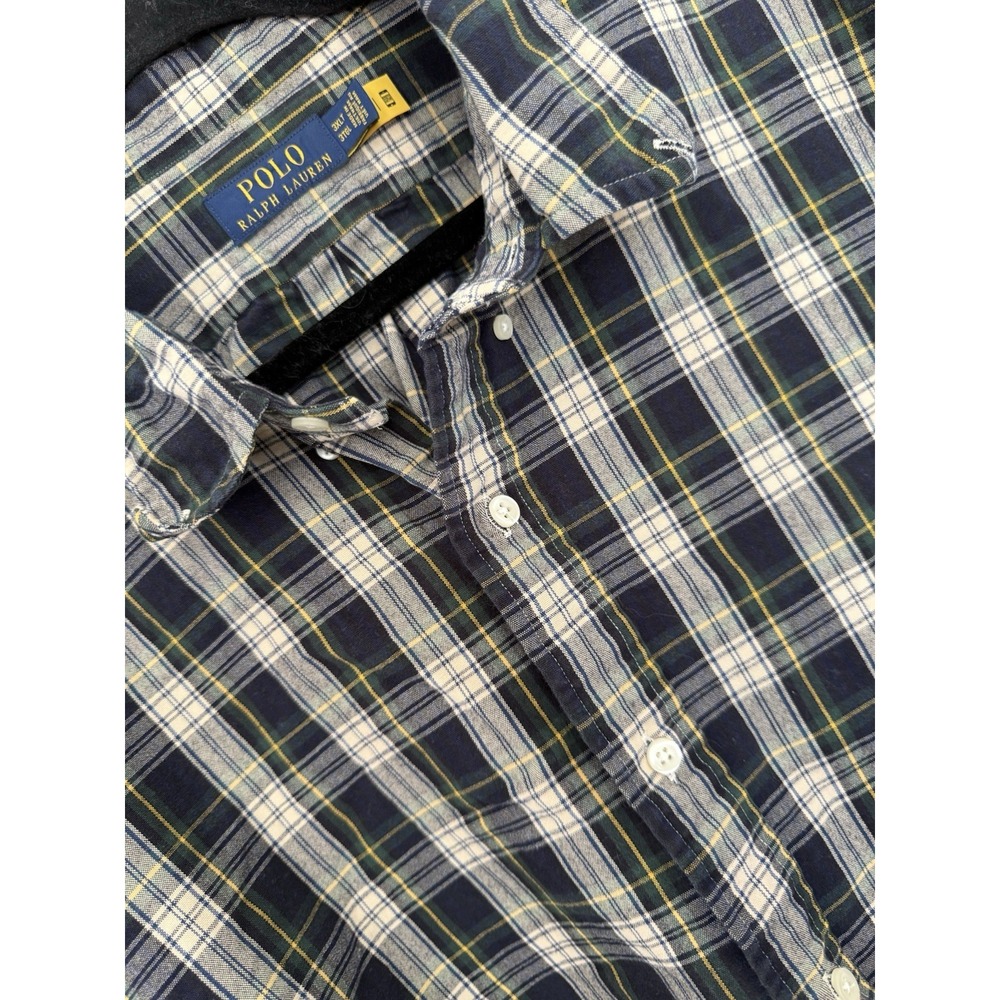 Polo Ralph‎ Lauren Men's Classic-Fit Plaid Oxford Shirt, Green & Blue Plaid 3XLT